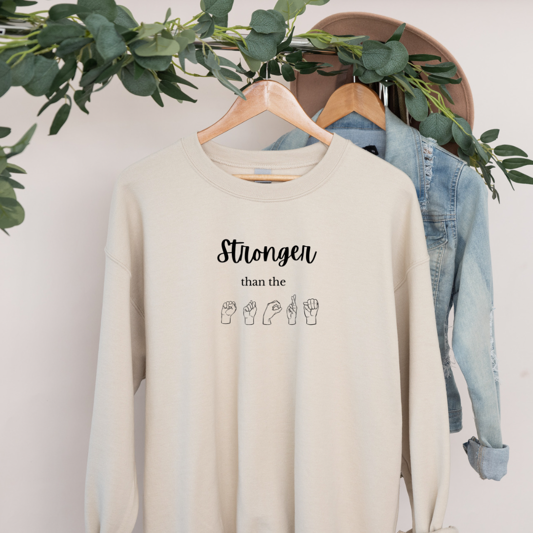 Stronger than the Storm Tan Crewneck