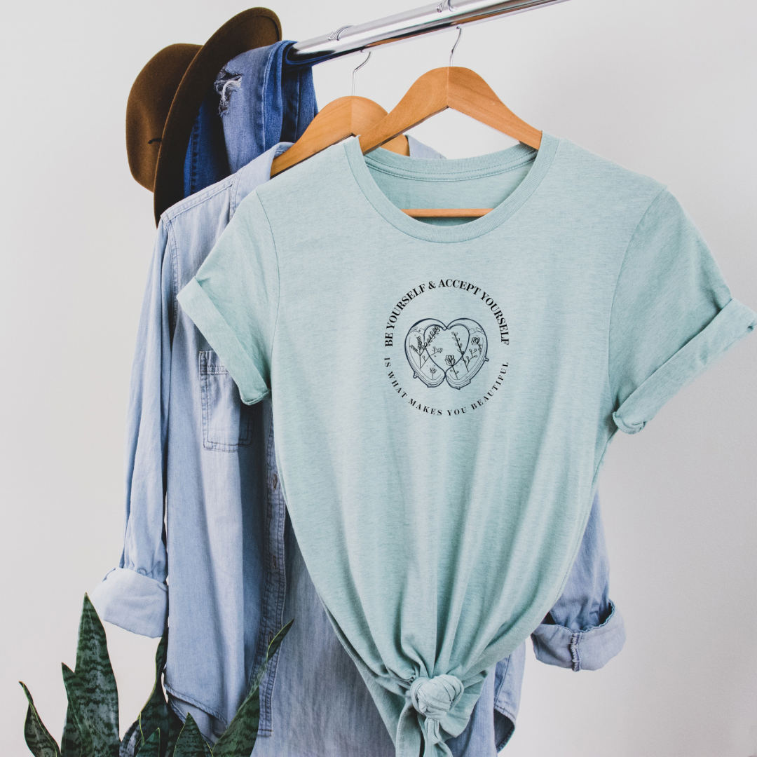 Be Yourself & Accept Yourself Light Teal tee