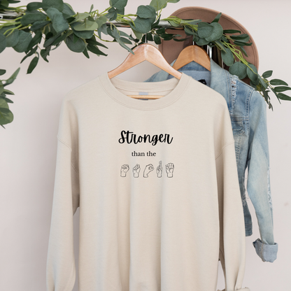 Stronger than the Storm Tan Crewneck