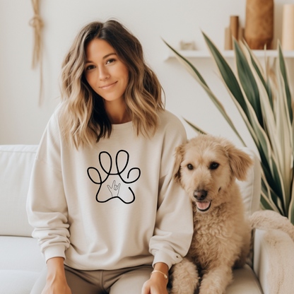 Dog Paw with love  Tan Crewneck