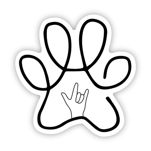 Paw Scribble and ILY hand Sticker
