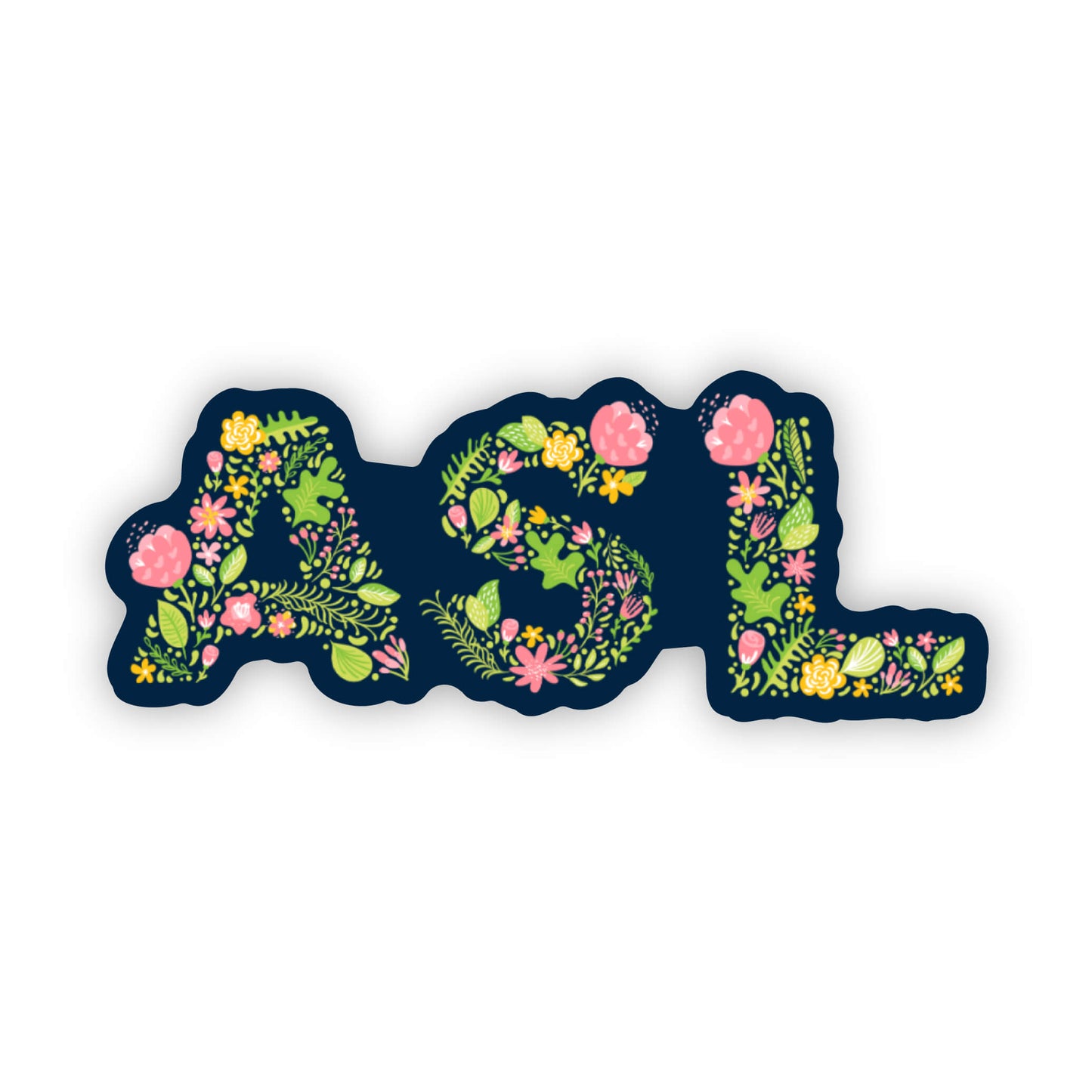 ASL Blue and Pink Floral Sticker