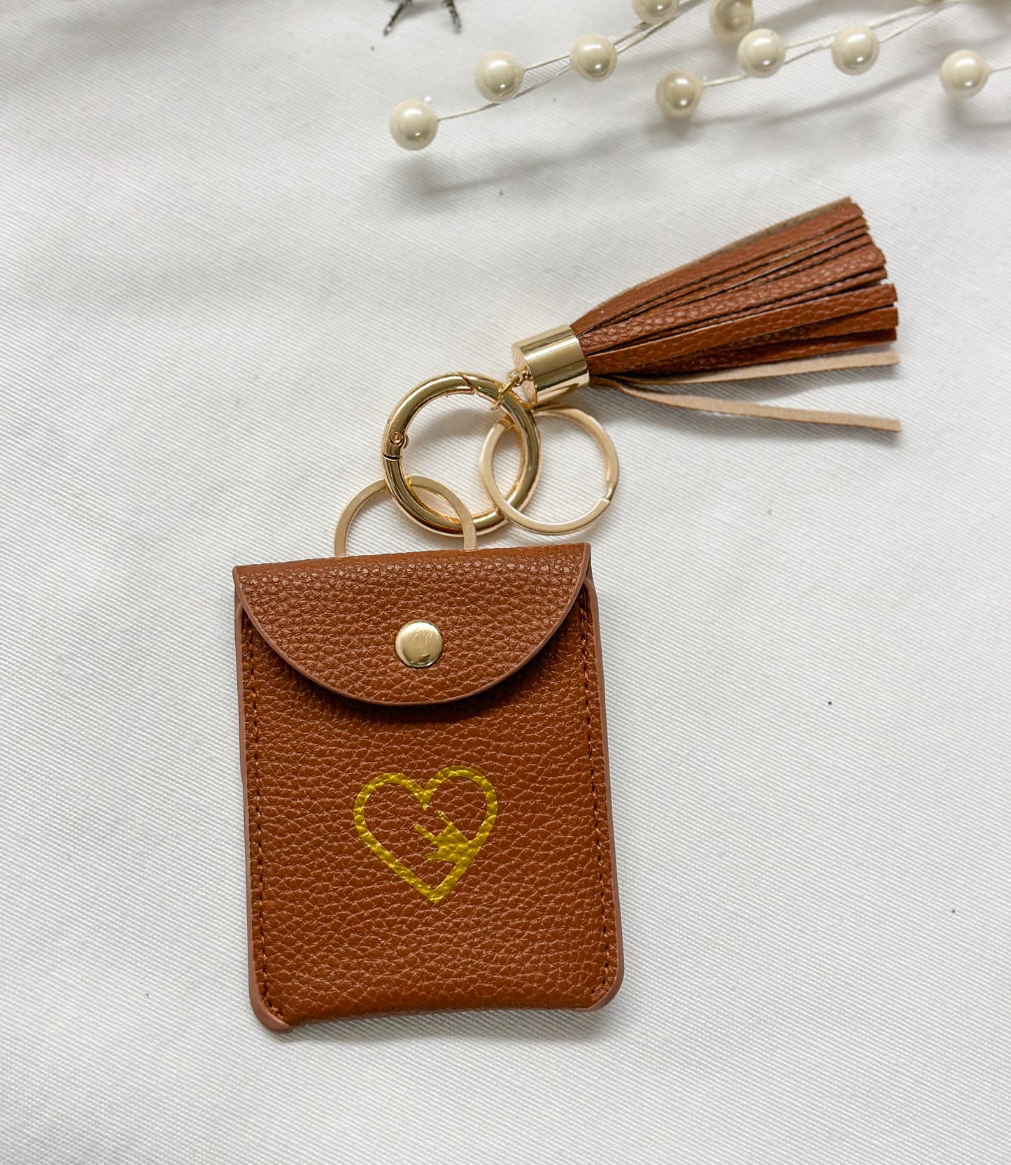 Keychain Wallets Pink, Brown, Black with Gold ILY heart