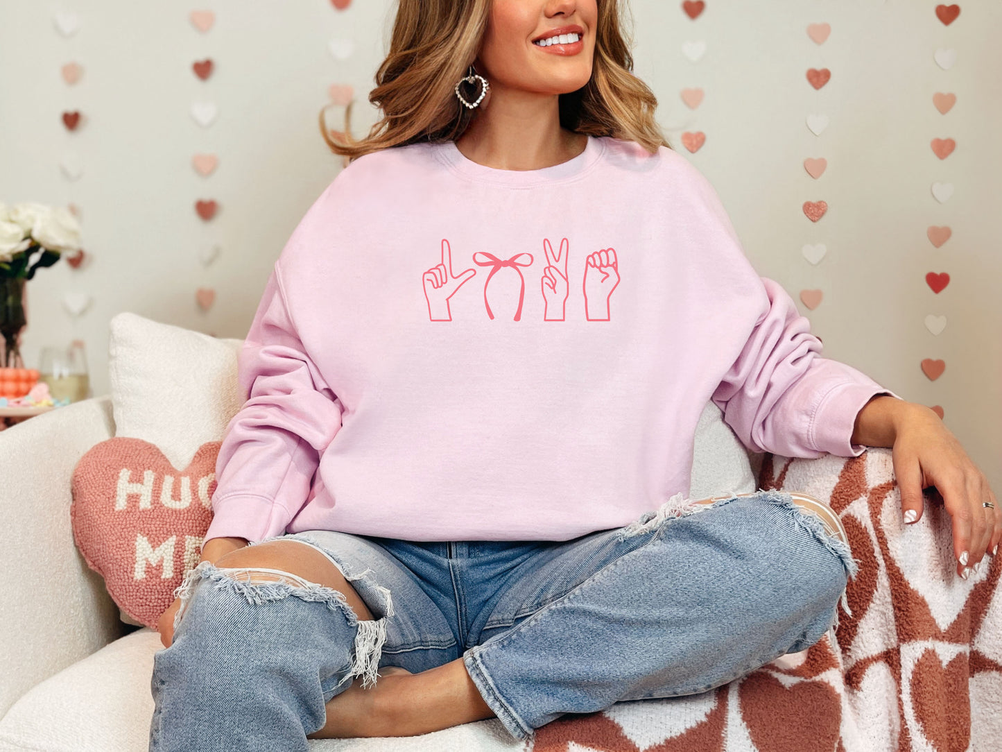 Pink Love Bow ASL Sweatshirt