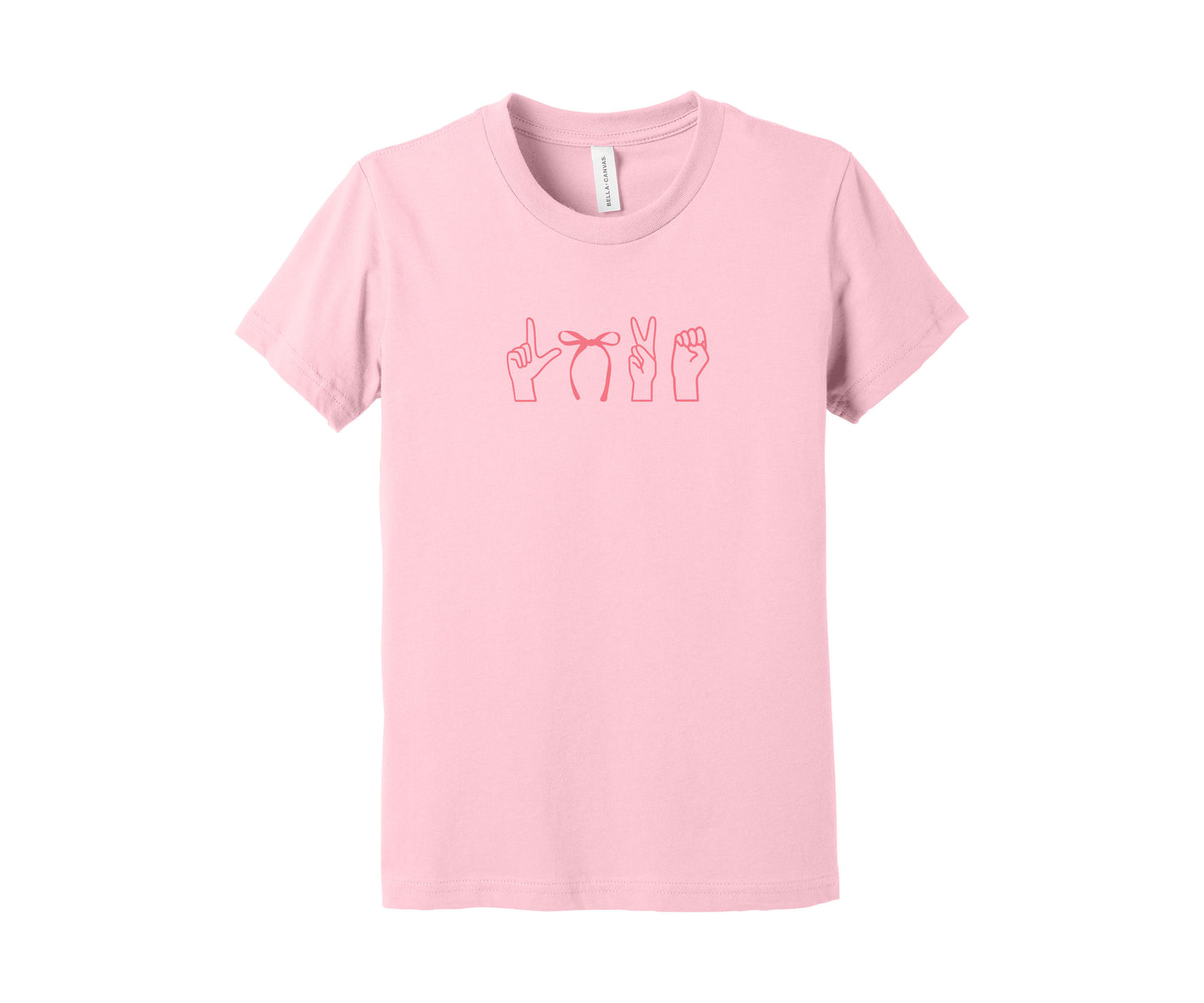 Toddler & Youth Pink Love Bow ASL Tee