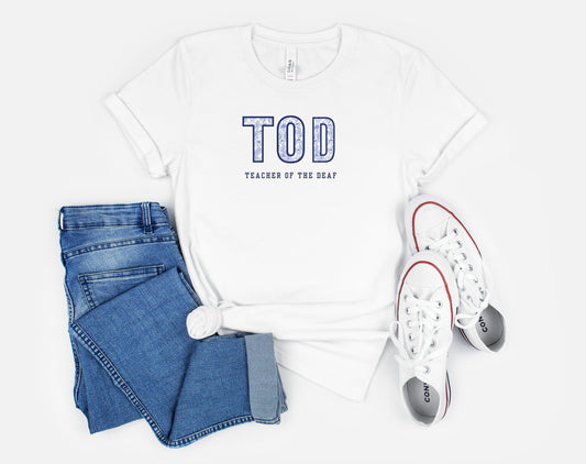 TOD Blue Floral White Tee