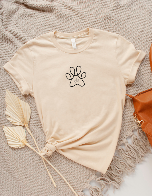 Outline Paw with ILY Cream Tee