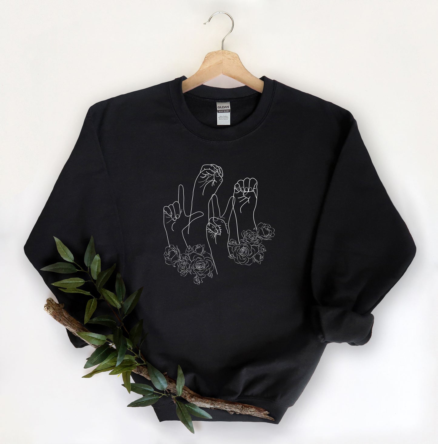 Love ASL roses Black Sweatshirt